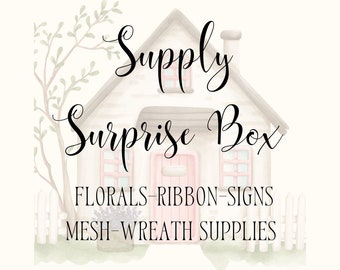 Mystery Box of Wreath Supplies-Gift for Crafter-Big Destash Supply Box-Wreath Making Supplies-Craft Supplies-Surprise Box of Floral Supplies