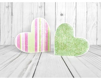 Heart Shelf Sitters, Girl's Room Decor, Nursery Decor, Rustic Hearts, Tabletop Decor, Shabby Chic Hearts, Tiered Tray Decor, Decoupage Heart