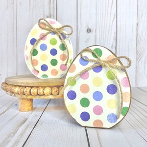 Easter Egg for Tiered Tray, Chunky Wood Egg, Easter Tiered Tray Decor, Easter Egg Shelf Sitter, Decoupage Easter Egg, Small Wood Easter Egg