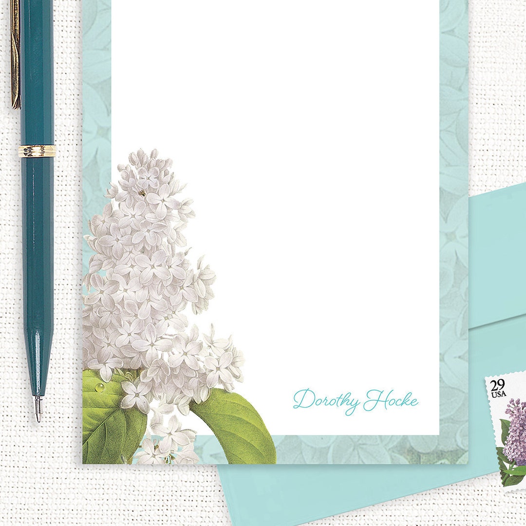 Personalized Notepad GRANDMA'S LILACS in AQUA Custom Etsy