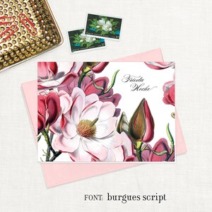 Personalized Stationery Set - MAGNOLIA BLOSSOMS - Pretty Floral ...