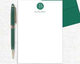 personalized notePAD - REGAL MONOGRAM - custom stationery monogrammed paper couples letter writing - 50 sheet notepad
