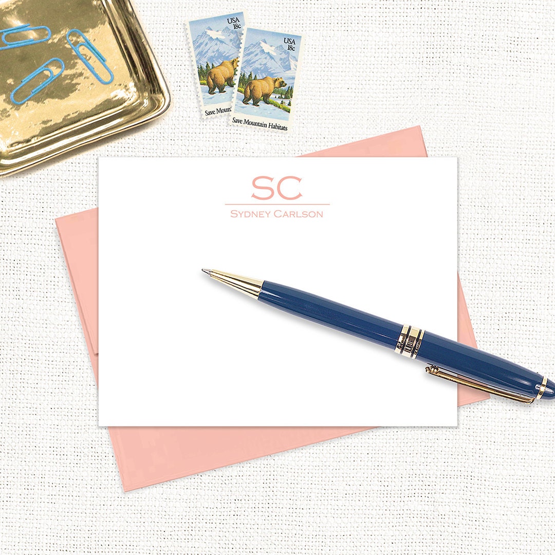 Personalized Note Card Set - GRAND MONOGRAM - Custom Stationery ...
