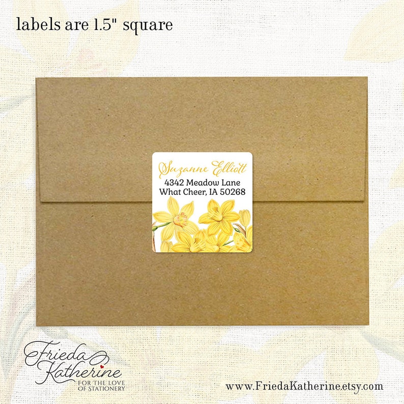 Daffodil Return Address Labels - Set Of 240 Self-Adhesive 2x5/8 Inch Personalized Mailing Labels