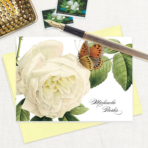 Rose Note Card Etsy
