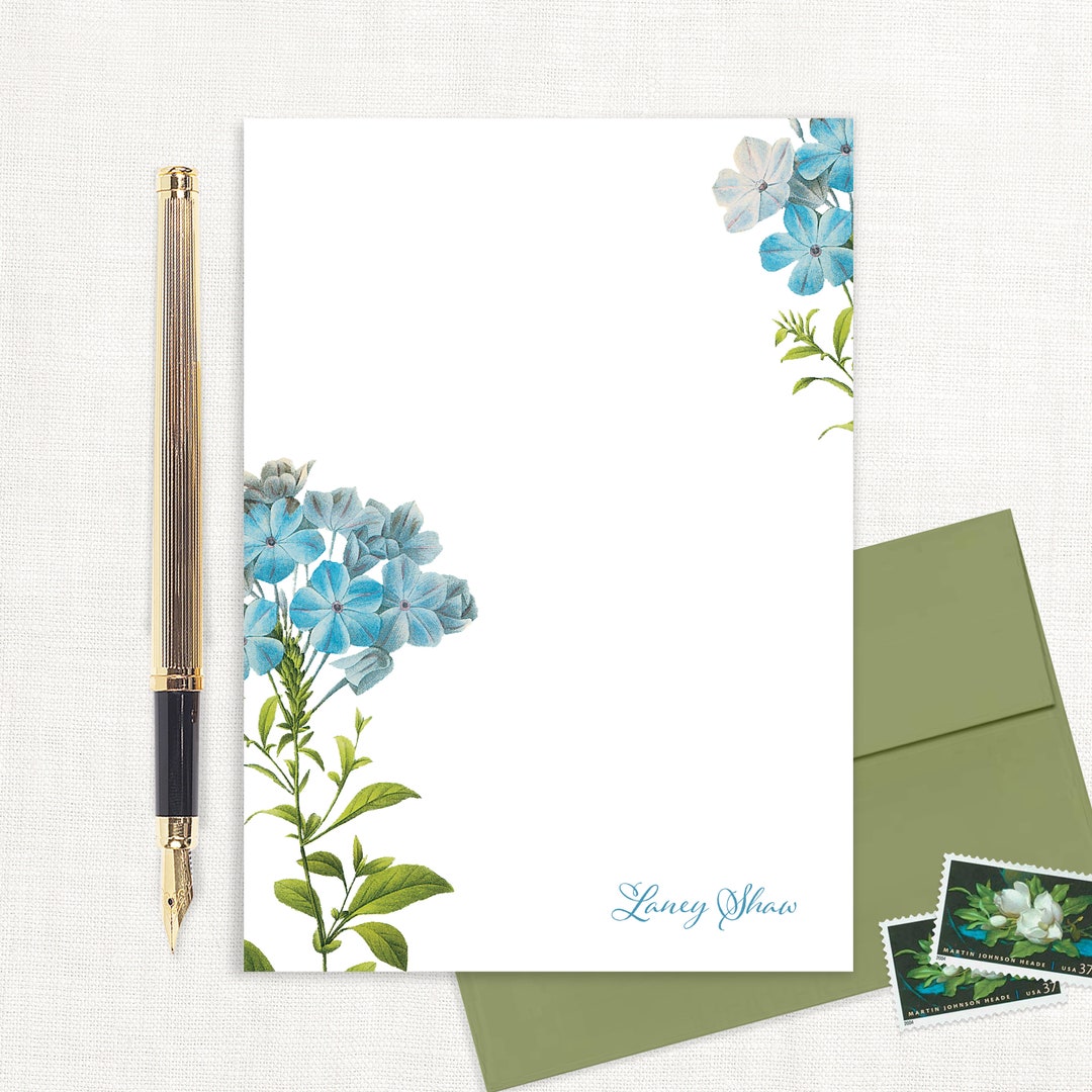 Personalized Notepad - FORGET ME NOTS - Floral Stationery Feminine ...
