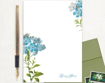 personalized notePAD - FORGET ME NOTS - floral stationery feminine stationary flower notepad botanical garden lover - 50 sheet notepad