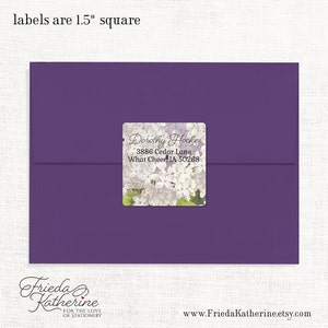 personalized return address label GRANDMA'S LILACS in PURPLE square label address sticker flower label set of 48 image 2