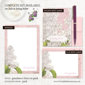 personalized notePAD GRANDMA'S LILACS in PINK custom stationery floral stationary flower notepad botanical 50 sheet notepad image 4