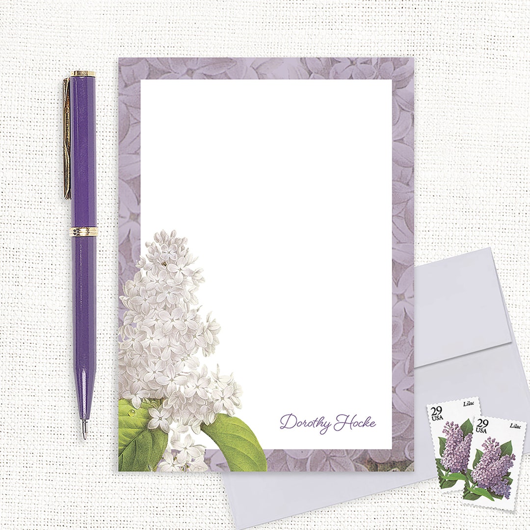 Personalized Notepad - GRANDMA'S LILACS in PURPLE - Custom Stationery ...