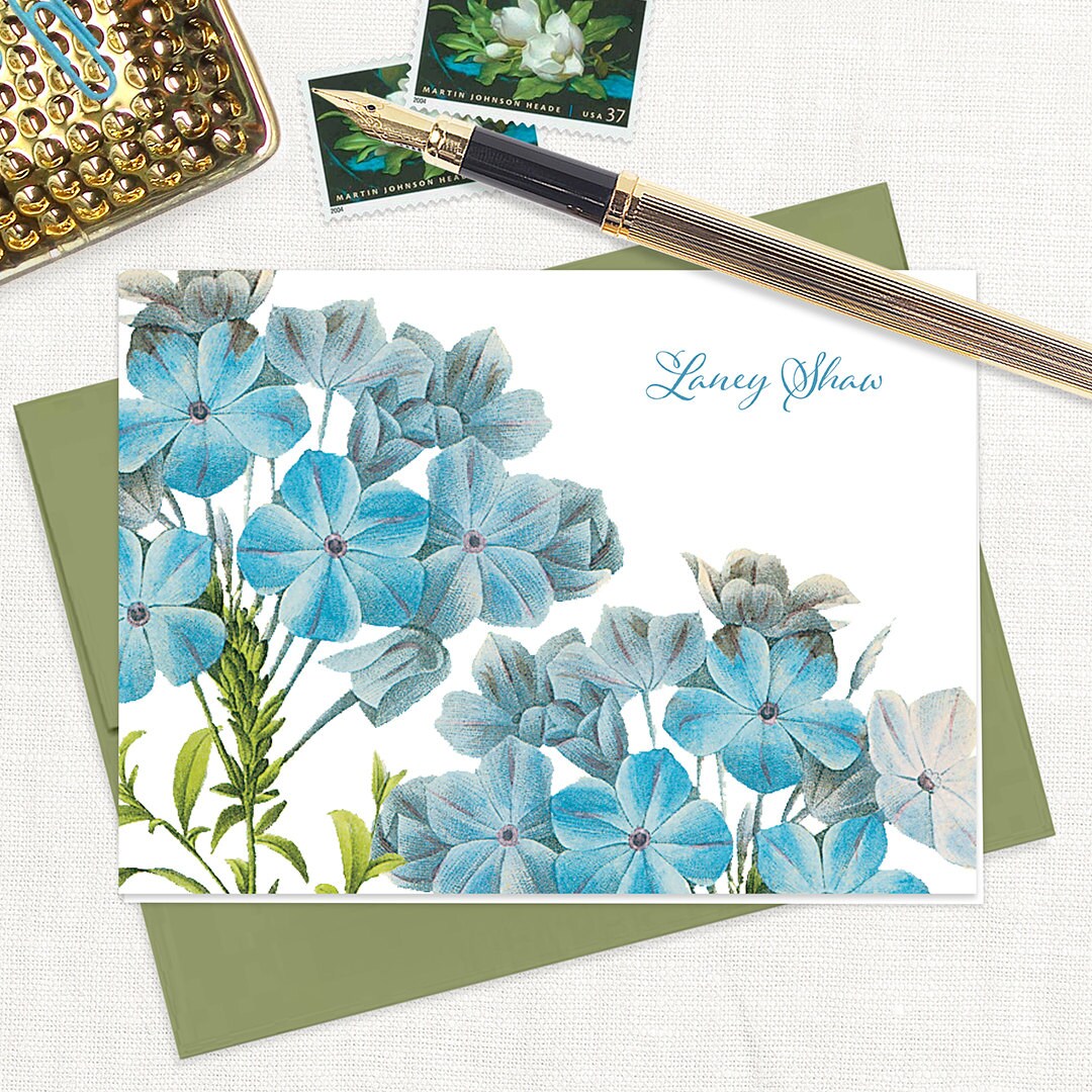 Personalized Stationery Set FORGET ME NOTS Blue Floral | Etsy