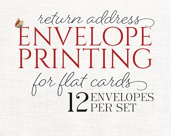 return address envelope printing for FLAT note cards - set of 12