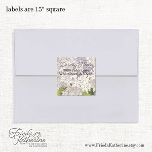 personalized return address label GRANDMA'S LILACS in PURPLE square label address sticker flower label set of 48 image 3
