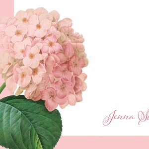 Personalized Notepad - PINK HYDRANGEA - Floral Stationery Flower Custom ...