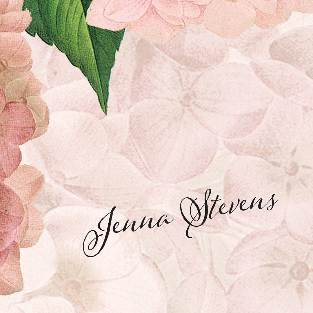 Personalized Stationery Set - PINK HYDRANGEA - Pretty Floral Vintage ...