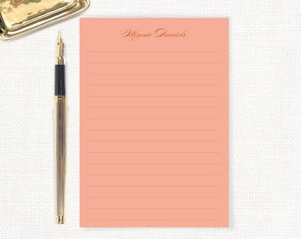 personalized notePAD - CORAL DIVINE letter writing paper - stationary stationery ruled custom notepad with lines pretty - 50 sheet notepad