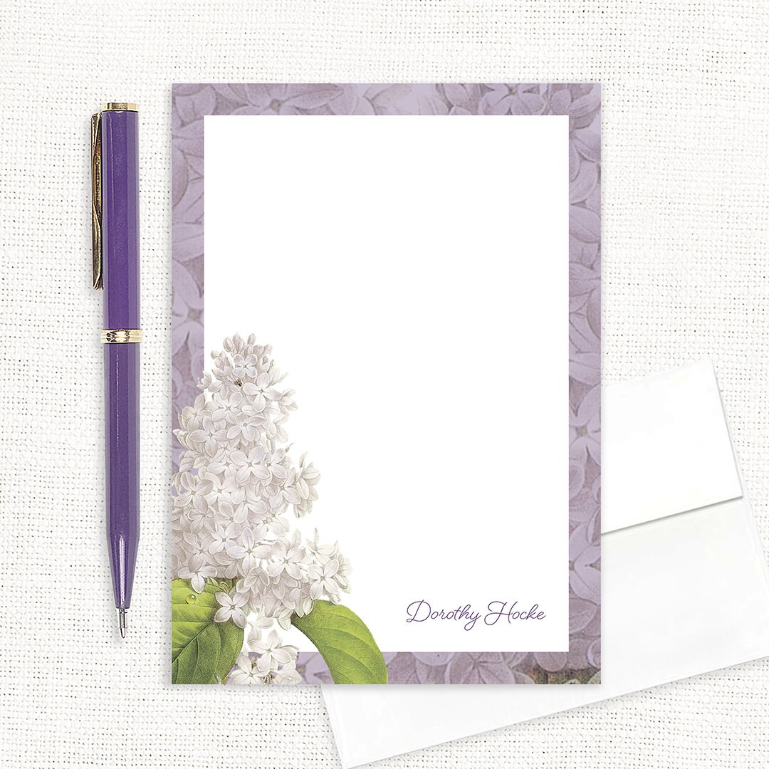 Personalized Notepad GRANDMA'S LILACS in PURPLE Custom Etsy