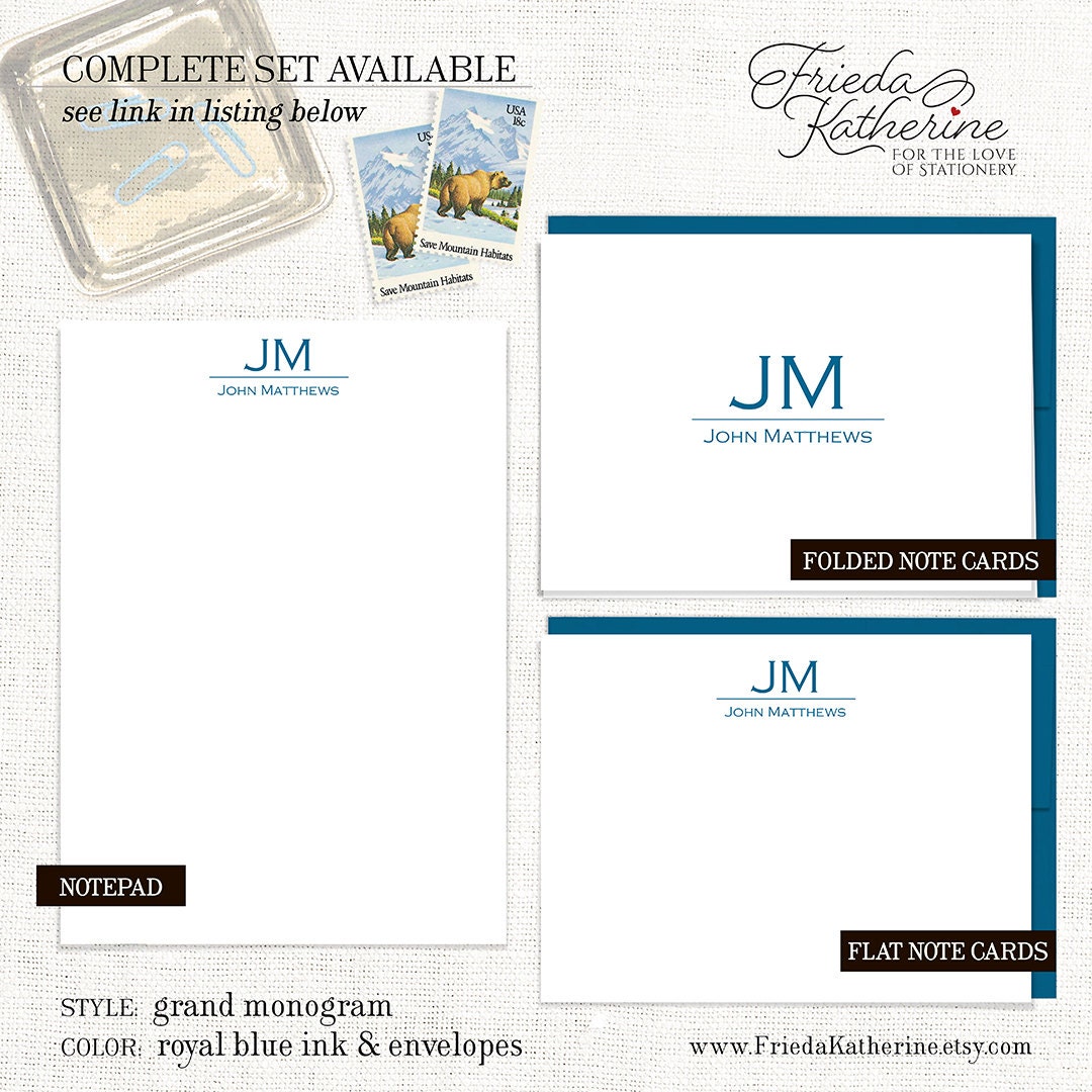 Personalized Stationery Set GRAND MONOGRAM Custom | Etsy