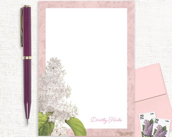 personalized notePAD - GRANDMA'S LILACS in PINK - custom stationery floral stationary flower notepad botanical - 50 sheet notepad