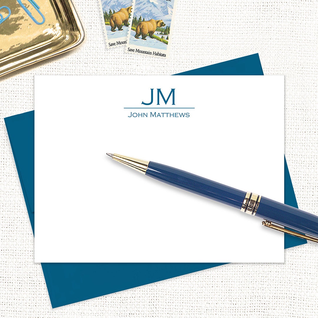 Personalized Note Card Set - GRAND MONOGRAM - Custom Stationery ...