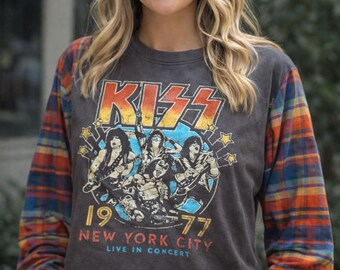 Oversized KISS Flannel TShirt