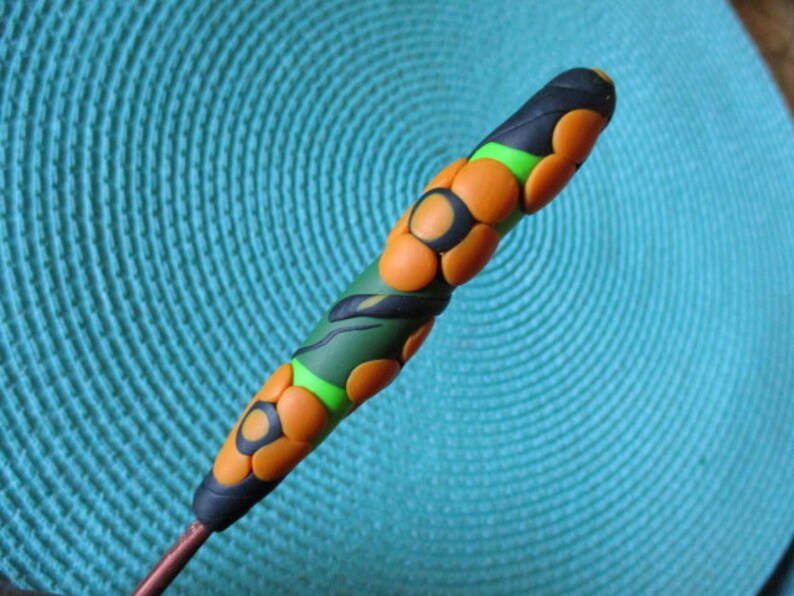 Ergonomic Crochet Hook Fun Polymer Clay Size G6 One of a Kind