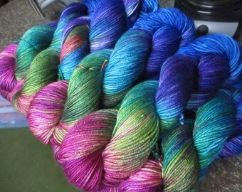 Last 2!! Peacock Rainbow, Carolina Festival 2024 Colorway, Silk Merino Fingering