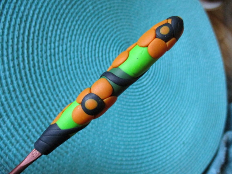 Ergonomic Crochet Hook Fun Polymer Clay Size G6 One of a Kind