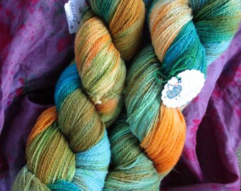 Hand Painted Cormo Yarn, 2 Ply Lace Weight, 575 yds