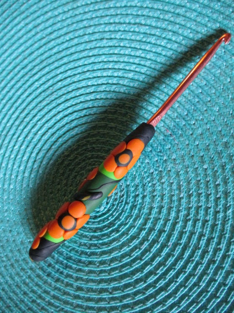 Ergonomic Crochet Hook Fun Polymer Clay Size G6 One of a Kind