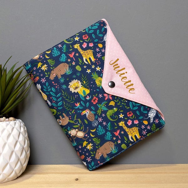Personalized Health Record Book with First Name, Pink Jungle Pattern