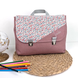 Cartable Maternelle Personnalisé Mini Fleurs Rose | Fermoir