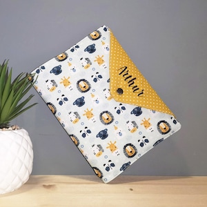 Personalized Health Record Book First Name Lion and Yellow Polka Dots