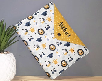 Personalized Health Book First Name Lion and Yellow Dots