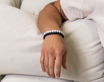 18K Men's Blue Sandstone Bracelet • men's gemstone bracelet • men's beaded bracelet • gift for bf • gift for husband • father's day gift