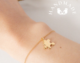 14K GOLD FILLED Puzzle Piece Bracelet • puzzle bracelet • autism awareness bracelet • puzzle quote bracelet • gift for teacher • autism gift