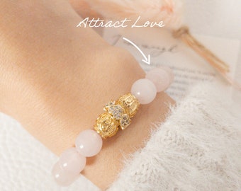 18K Madagascar Rose Quartz Bracelet • 8mm rose quartz bracelet • AAA+ gemstone bracelet • self love bracelet • self love gift • healing