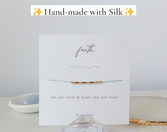 14K FAITH Morse Code Bracelet • have faith bracelet • faith over fear bracelet • be strong bracelet • get well gift • Christian bracelet