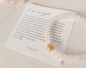 18K Madagascar Rose Quartz Bracelet: AAA Gemstone, Self Love Gift