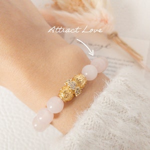 18K Madagascar Rose Quartz Bracelet: AAA Gemstone, Self Love Gift imagem 1