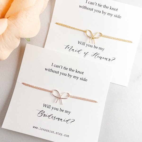 14K Bridesmaid Bracelet • bridesmaid bracelet gift • bridesmaid bracelet card • bridesmaid gift • bridesmaid jewelry • tie the knot bracelet