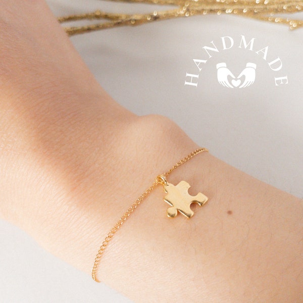 14K GOLD FILLED Puzzle Piece Bracelet • puzzle bracelet • autism awareness bracelet • puzzle quote bracelet • gift for teacher • autism gift