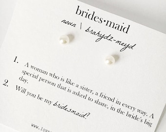 14K Bridesmaid Pearl Earrings • will you be my bridesmaid proposal gift • bridesmaid gift • bridal party gift • bridesmaid favors