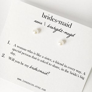 Boucles d'oreilles en perles de demoiselle d'honneur 14 carats • seras-tu ma demoiselle d'honneur en cadeau • cadeau de demoiselle d'honneur • cadeau de mariage • cadeaux de demoiselle d'honneur