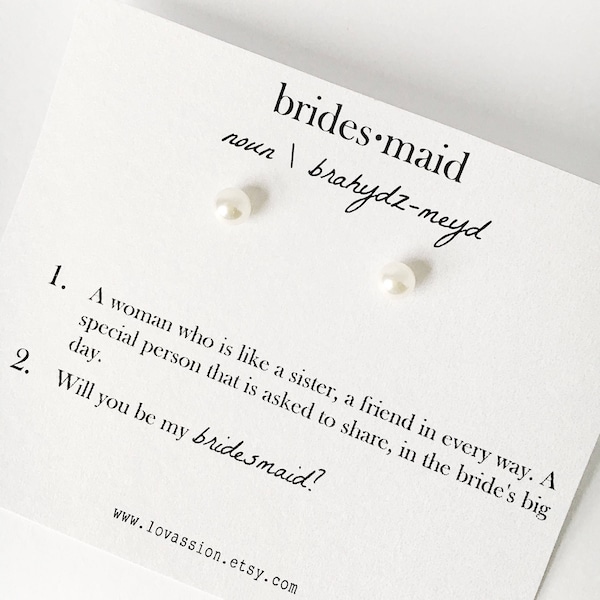 14K Bridesmaid Pearl Earrings • will you be my bridesmaid proposal gift • bridesmaid gift • bridal party gift • bridesmaid favors