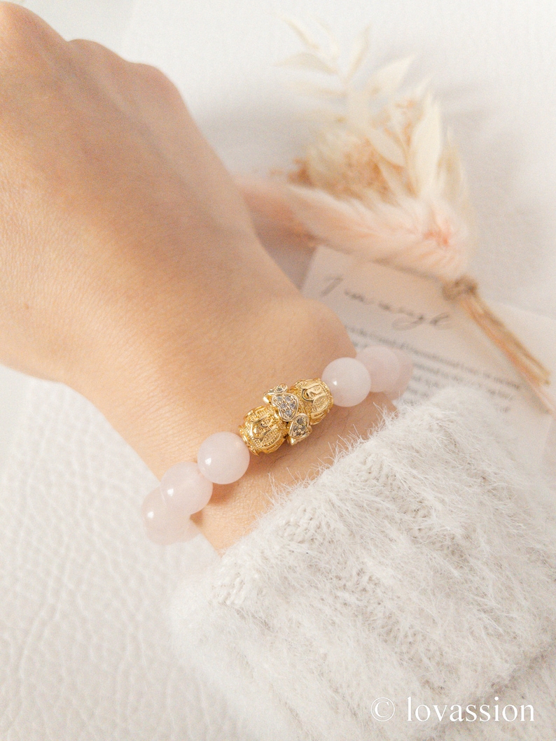 18K Madagascar Rose Quartz Bracelet: AAA Gemstone, Self Love Gift imagem 4