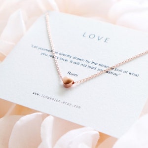 14K Rose Gold Heart Necklace, tiny heart necklace, little heart necklace, dainty heart necklace, mini heart necklace, puffed heart necklace