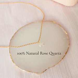 16K Gold Rose Quartz Necklace tiny rose quartz necklace rose quartz pendant necklace rose quartz charm necklace rose quartz jewelry image 2