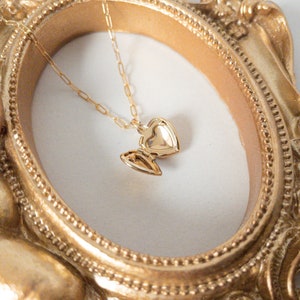 14K Heart Locket Necklace gold locket necklace tiny locket necklace dainty locket necklace locket pendant anniversary gift zdjęcie 4