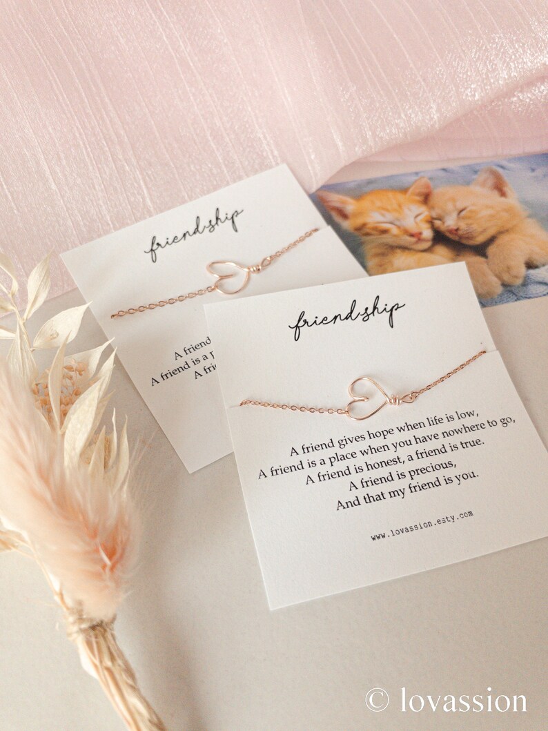 14K Heart Friendship Bracelet Meaningful Friendship Gift - Etsy